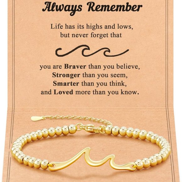 Wave Inspirational Bracelet for Women Teens Gifts Support Encouragement - Picture 1 of 7